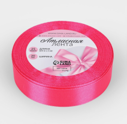 Лента атласная, 20 мм × 23 ± 1 м, цвет ярко-розовый №190 Изображение Лента атласная, 20 мм × 23 ± 1 м, цвет ярко-розовый №190